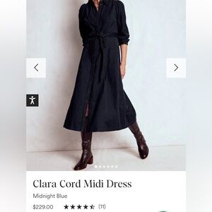 Boden Clara Cord Midi Women’s Dress Midnight Blue Size 12 R